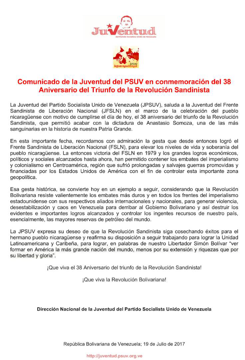 Saludo Juventud PSUV